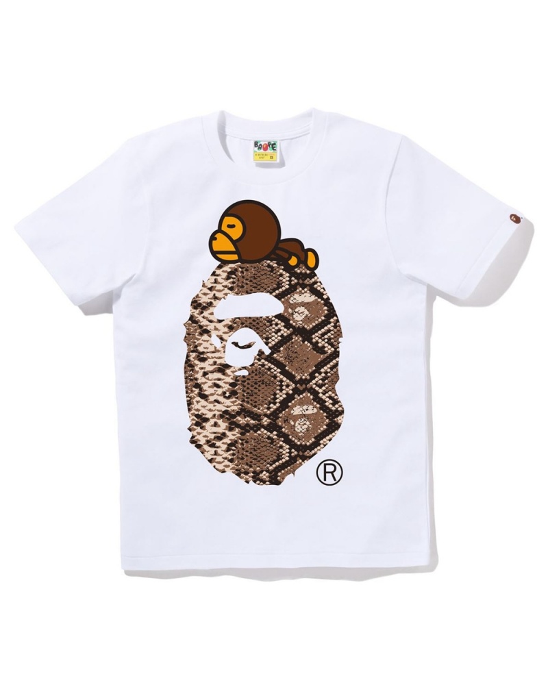 T Shirts Bape Snake Milo On Big Ape Blanche Femme | SOT-48360485